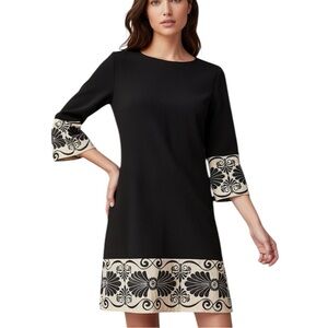 BEBE Silk Blend 3/4 Keyhole Cutout Shift Dress